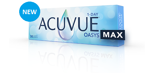 ACUVUE® OASYS MAX 1-Day s tehnlologijo TearStable™ in OptiBlue™ svetlobnim filtrom.